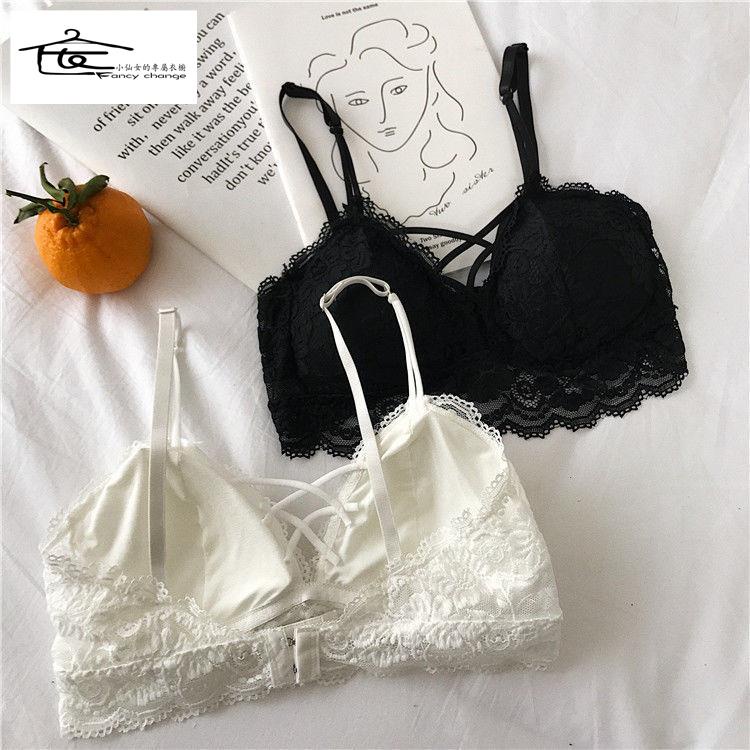 Áo Ngực Nữ Không Gọng Phối Ren Phong Cách Hàn Quốc