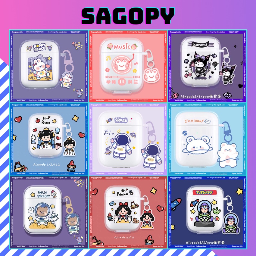 Ốp Airpod, vỏ tai nghe ipod i12/i11/i9 tws Silicon có hình cute tai nghe bluetooth, case airpod,hộp đựng tai nghe Sagopy