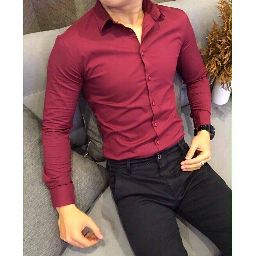 Áo sơ mi nam tay dài trắng đen đơn giản siêu mát | BigBuy360 - bigbuy360.vn