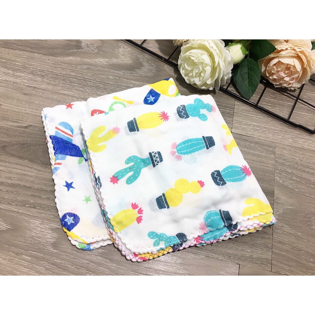 🌟 Khăn sữa xô xuất Nhật - Khăn xô sữa cho bé sơ sinh xuất Nhật 2 lớp in hình 32x32cm 🍀
