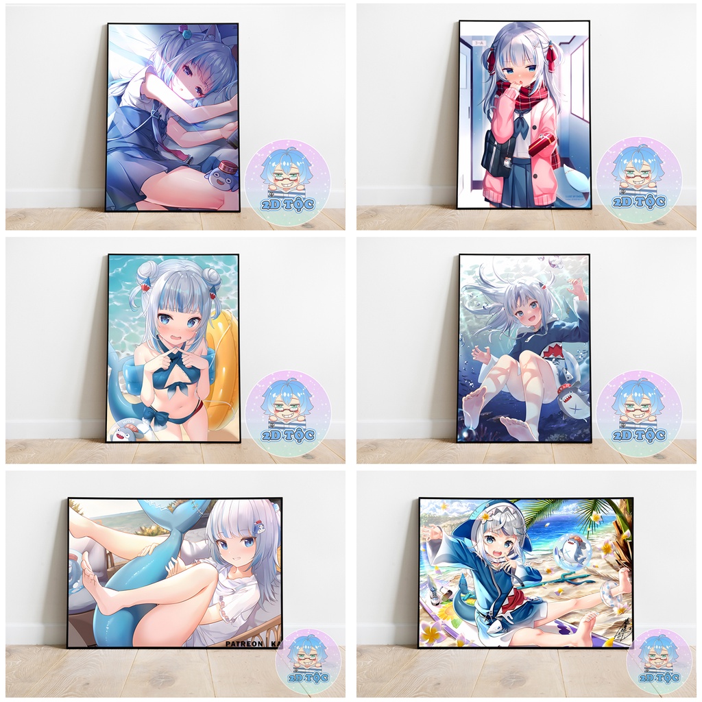 TRANH POSTER A3 GAWR GURA HOLOLIVE  CHẤT LIỆU GIẤY CAO CẤP - 2D TỘC SHOP
