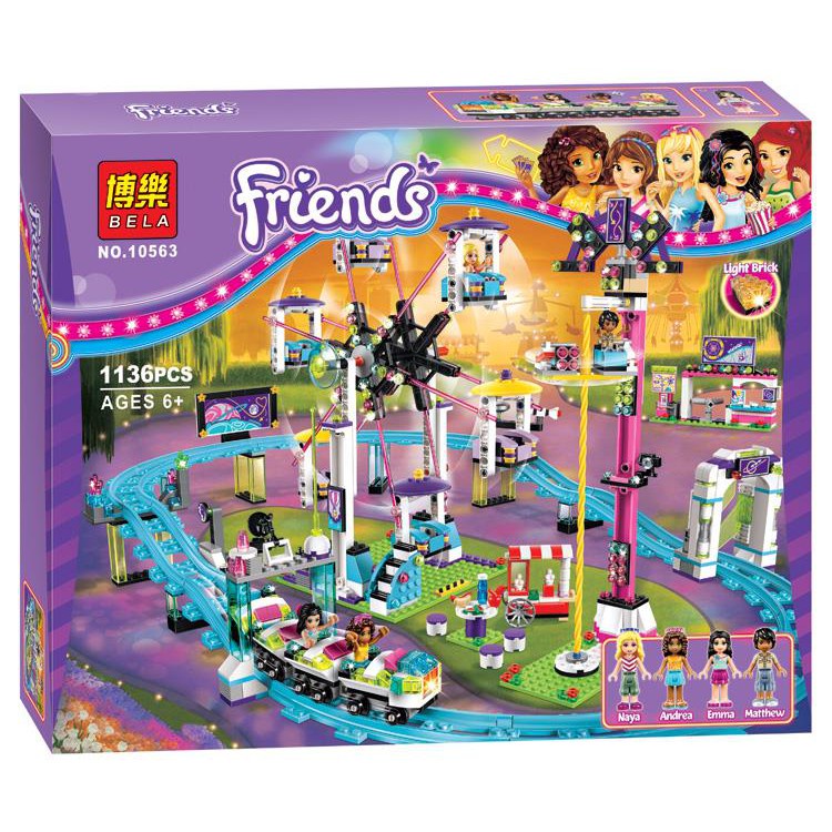 Lắp ráp xếp hình NOT Lego Friends Bela 10563 : khu vui chơi Tàu Lượn Đu Quay Tròn Đứng Đu Quay.lego bé gái