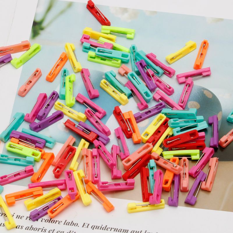 king 100Pcs Mixed Scarf Safety Pin Hijab Brooch Safety Locking Baby Cloth Nappy Pin