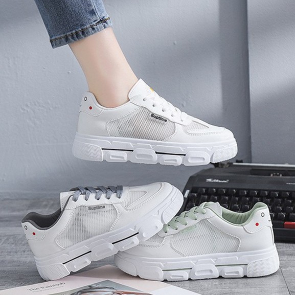 Giày thể thao nữ trắng giá rẻ đế bằng giày sneaker nữ trắng cao cấp hot trend AZUKA - C2