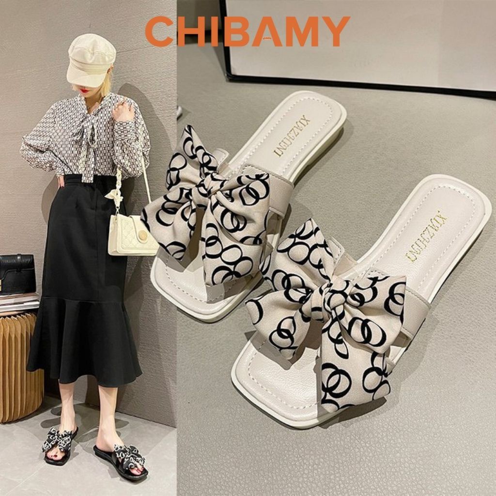 Dép Thời Trang Nữ Thắt Nơ Tiểu Thư phong cách tiểu thư đi biển, đi chơi - Bamy Shoes