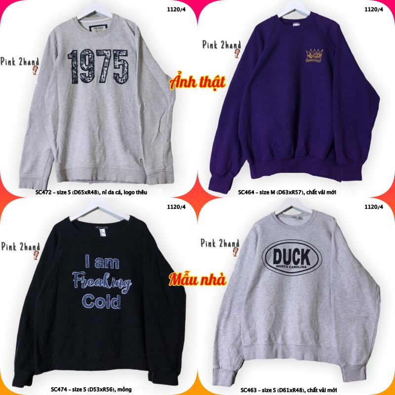 Áo Sweater nữ, nam 2hand, chất dày, size XL/XXL - 170122-2
