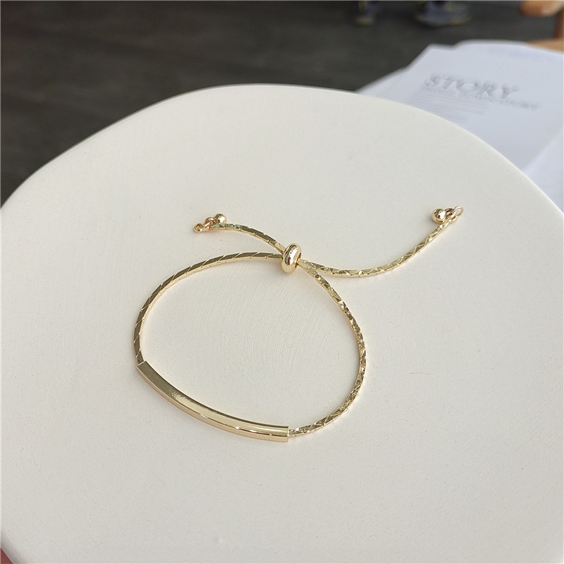 Vòng Tay Dây Xích Màu Vàng / Bạc Đơn Giản Thời Trang Hàn Quốc Có Thể Điều Chỉnh Cho Nữ