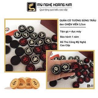 Quân cờ tướng Sừng Trâu Đen 4 cm chiện viên đục máy cao cấp Mỹ Nghệ Hoàng Kim quân cờ tướng đẹp