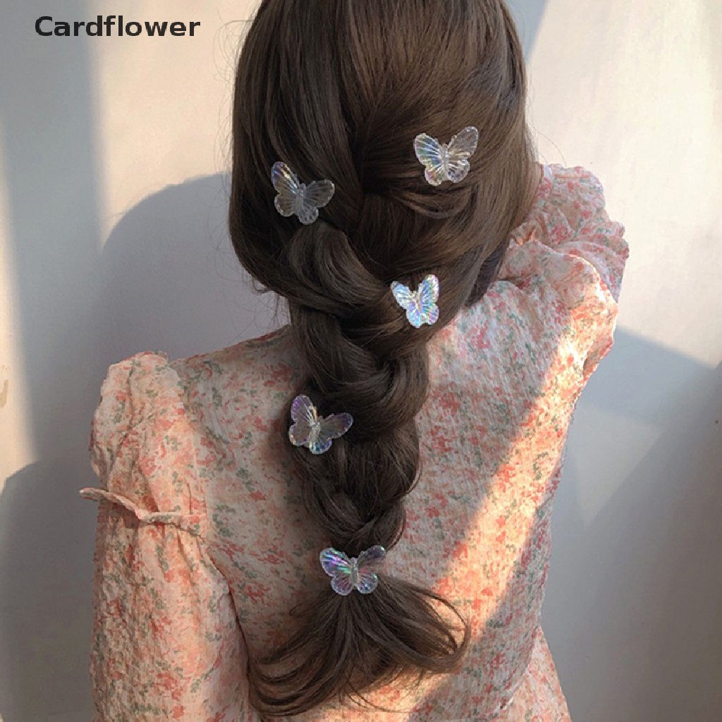 Bộ 5 Kẹp Tóc Trong Suốt Hình Hoa Hồng / Bướm / Hoa Hồng Ngọt Ngào Cho Nữ