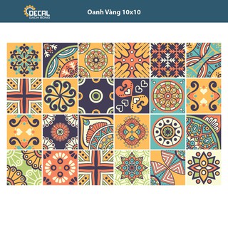 Decal gạch bông Uv Oanh vàng dán tường trang trí