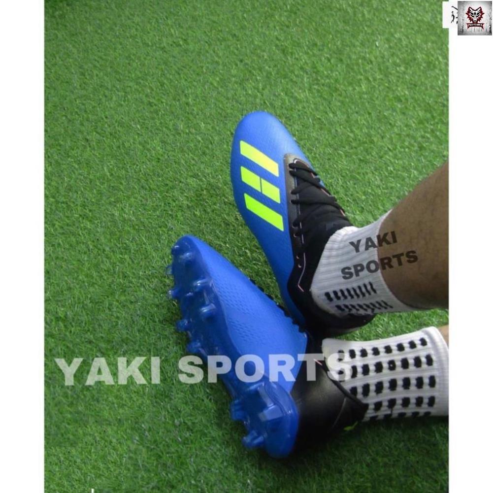 HOT. Giày Đá Bóng Đinh Cao X18 Cao Cấp- Giày đá bóng đinh to sân cỏ tự nhiên X18 Xanh Blue Chất