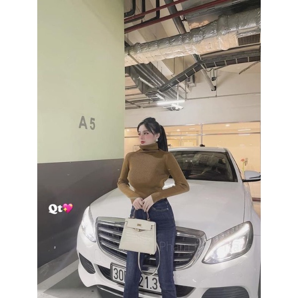 Áo len cổ lọ croptop hàng QCL1