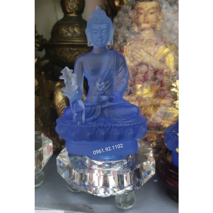 Tượng phật dược sư xanh dương lưu ly cao 13cm mật tông tây tạng bán tượng đồ thờ cúng