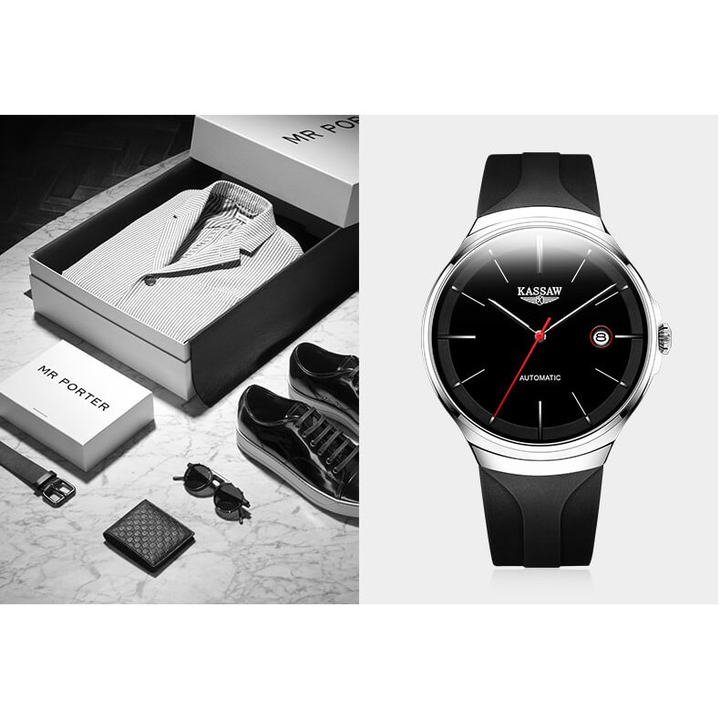 Đồng hồ nam chính hãng KASSAW K808-1 Kính sapphire ,chống xước,Chống nước 50m,BH 24 tháng,Máy cơ (Automatic) ,dây cao su