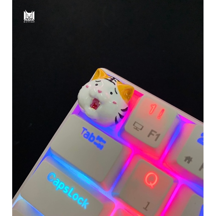 Nút bàn phím cơ hình hổ mắt tròn lỗ tai màu cam/ Resin keycap/ Keycap set/ Esc keycap/ Gift for gamer
