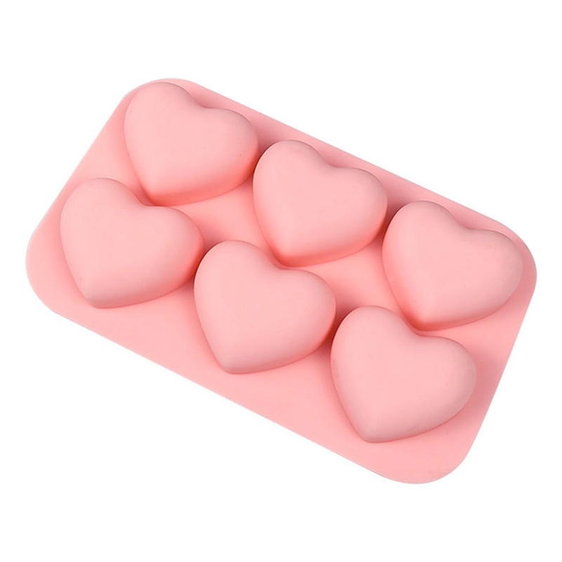 Khuôn Silicone 6 Ngăn Tạo Hình Trái Tim Trang Trí Bánh