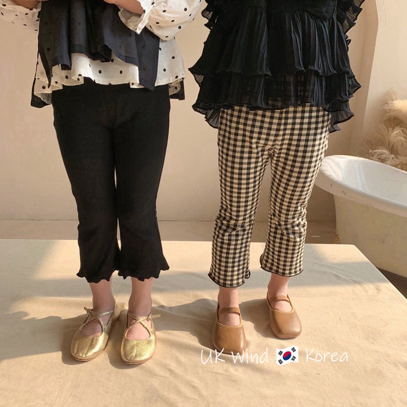 Quần dài ống loe họa tiết kẻ sọc thời trang xuân hè mới cho bé gái