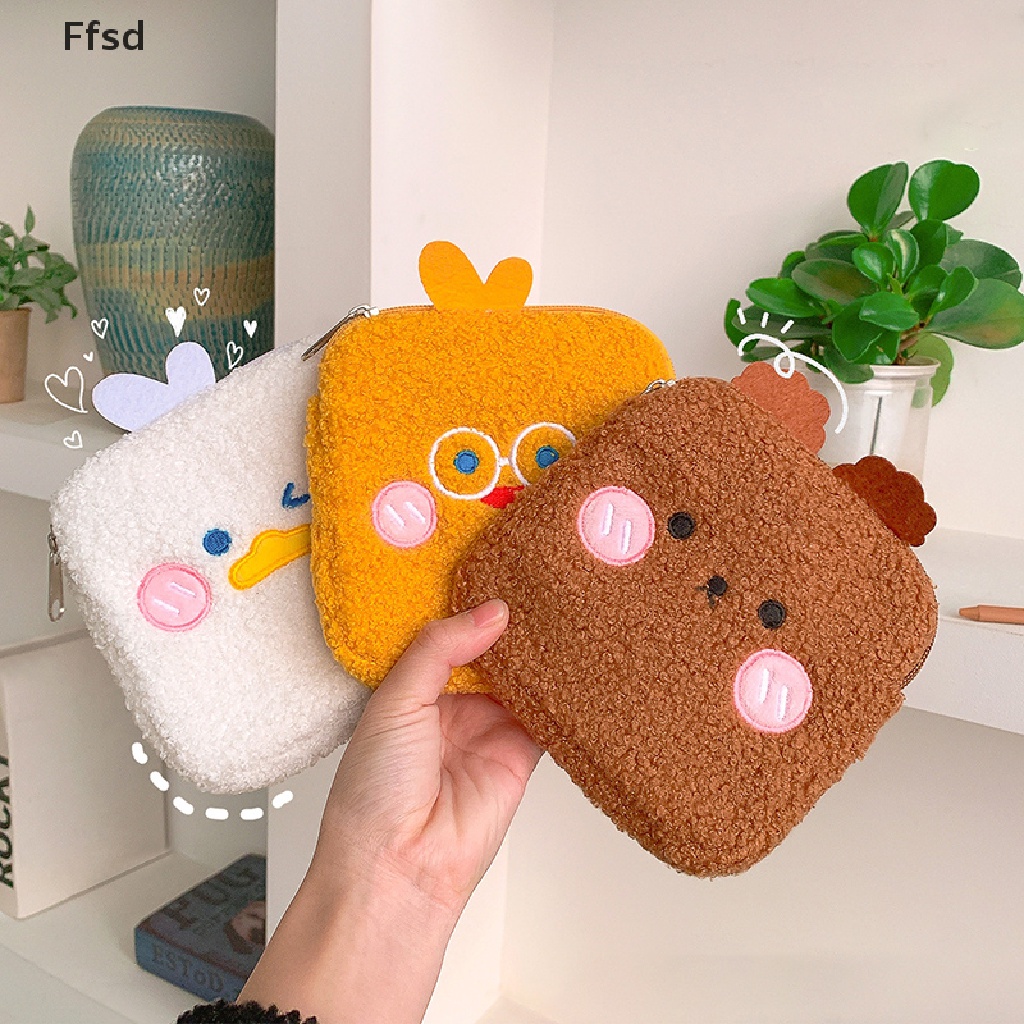{Ffsd} Túi Đựng Đồ Trang Điểm / Chìa Khóa / Son Môi Bằng Vải Lông Dễ Thương Nhỏ Gọn * Bán