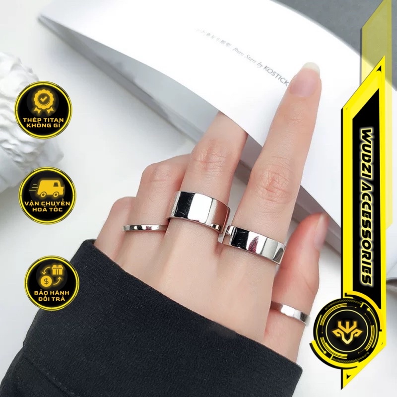 Nhẫn Titan Trơn Thép Không Gỉ Thời Trang Nam Nữ Unisex Nhiều Kích Thước Phong Cách Hàn Quốc, Retro, Bangtan Boys