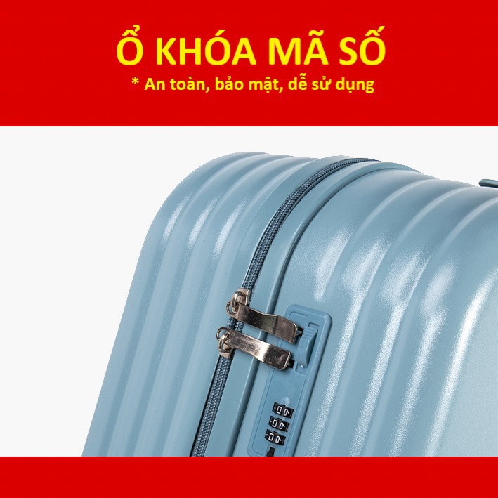 Vali kéo du lịch Quảng Châu nhựa dẻo ABS, Chống va đập, khóa số an toàn (size 20 + 24 inch)