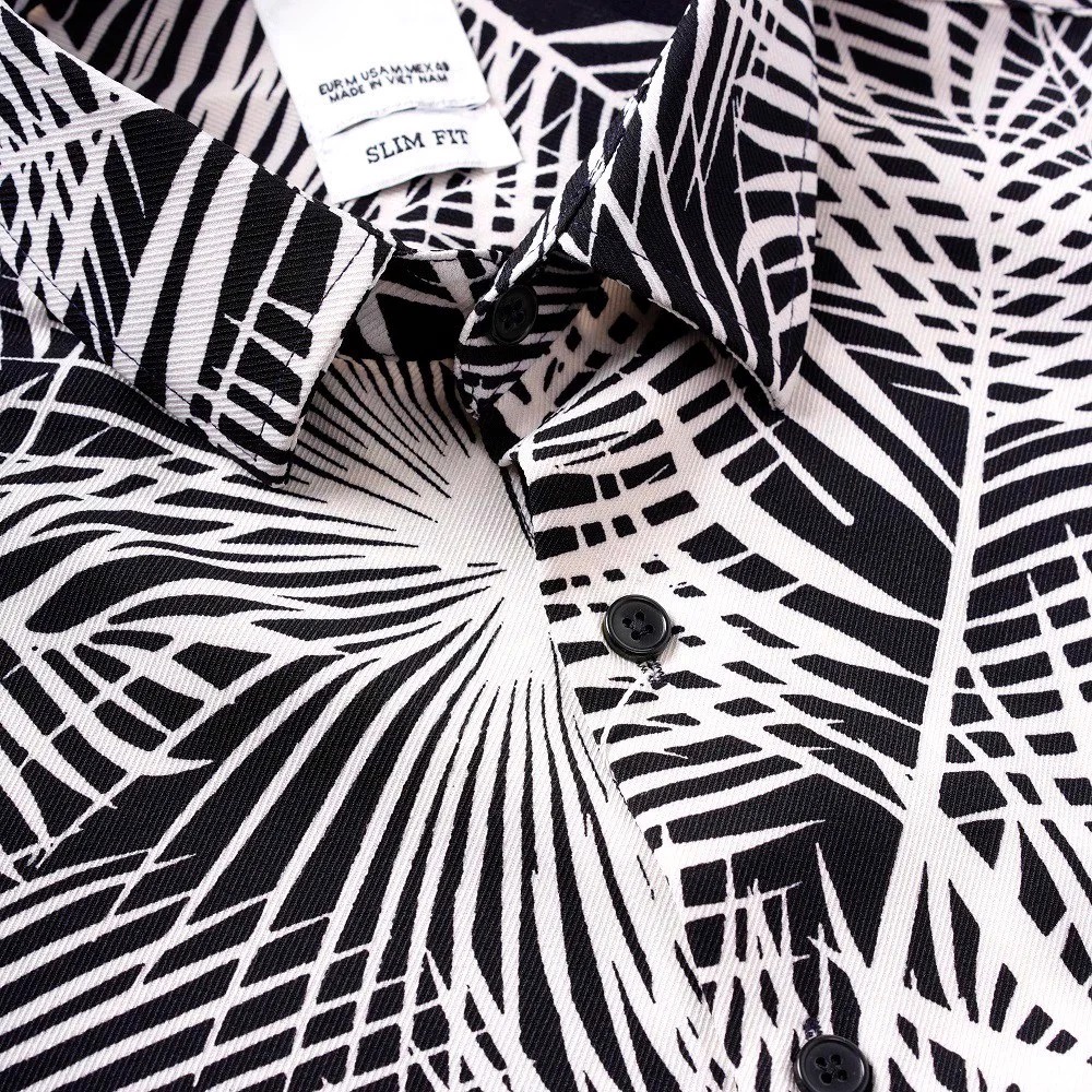 Áo sơ mi nam Galvin cộc tay họa tiết bộ 5 màu cotton đũi sơ mi họa tiết bãi biên smgv150 - Leo Vatino