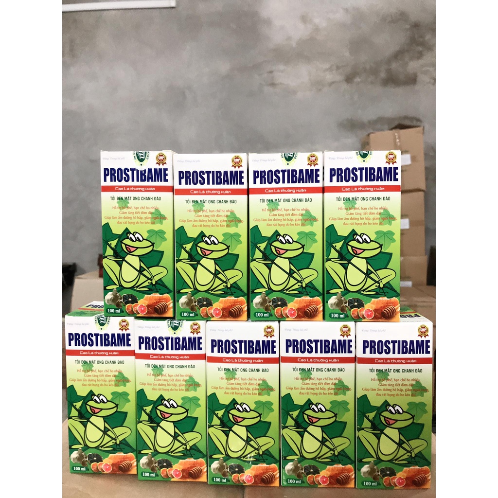 Siro ho Đông trùng bổ phế PROSTIBAME - Cao lá thường xuân tỏi đen mật ong chanh đào