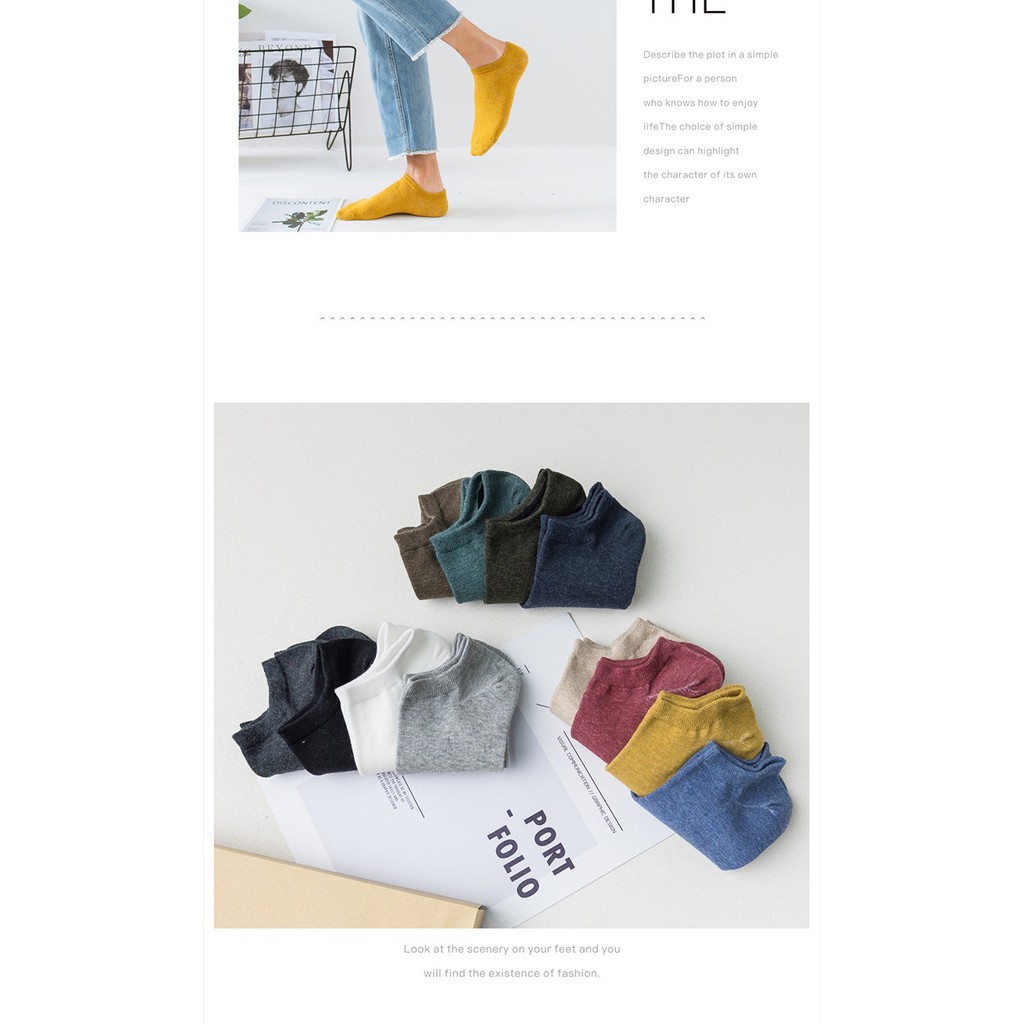 Hộp 12 đôi tất lười nam ngắn cổ nhiều màu Caramella