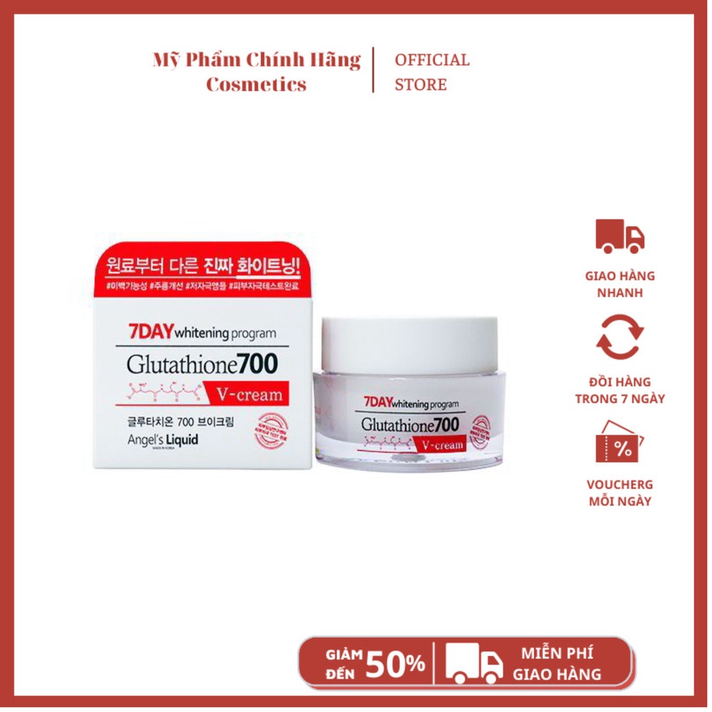 KEM DƯỠNG TRẮNG DA, MỜ THÂM NÁM CHỈ TRONG 7 NGÀY ANGEL'S LIQUID 7 DAY GLUTATHIONE 700 V-CREAM 50ML