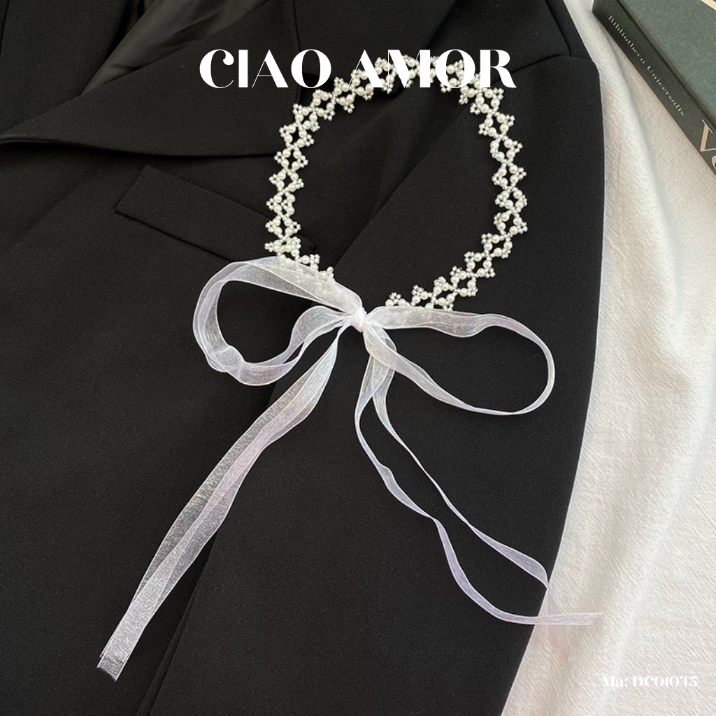 Choker ngọc, Băng đô tóc trước chuỗi ngọc xinh xắn Phụ kiện tóc Ciao Amor - DC01045