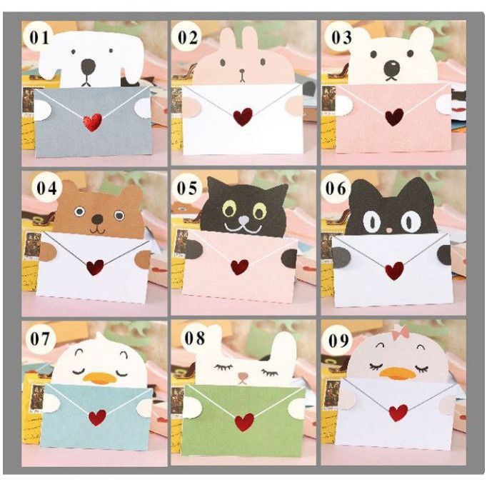 Thiệp Chúc Mừng Động Vật Mini 1302 Card Animal Phong Cách Hàn Quốc