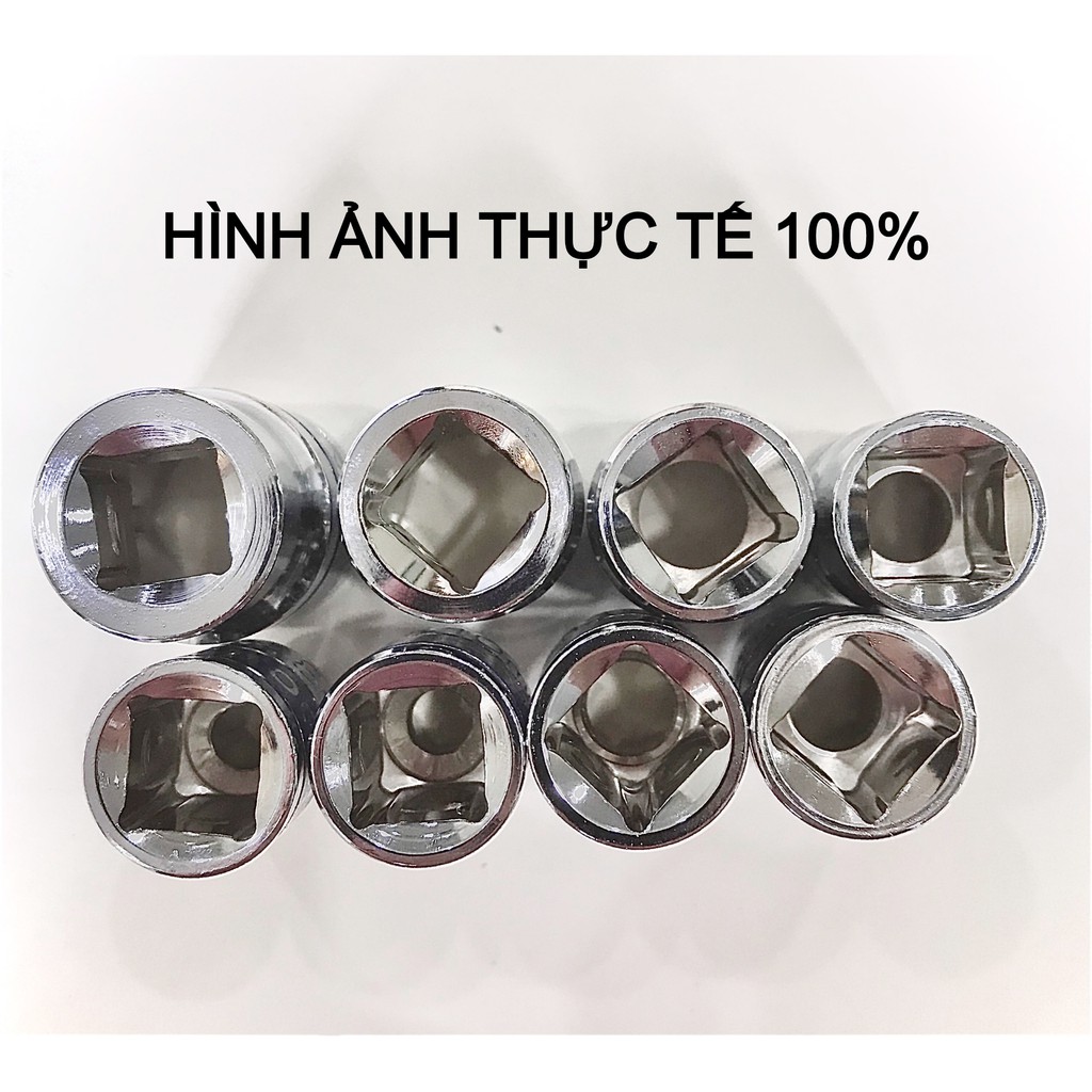 Bộ 8 Đầu khẩu mở ốc lục giác 1/2 bằng thép c45 đường kính 8-22mm màu bạc