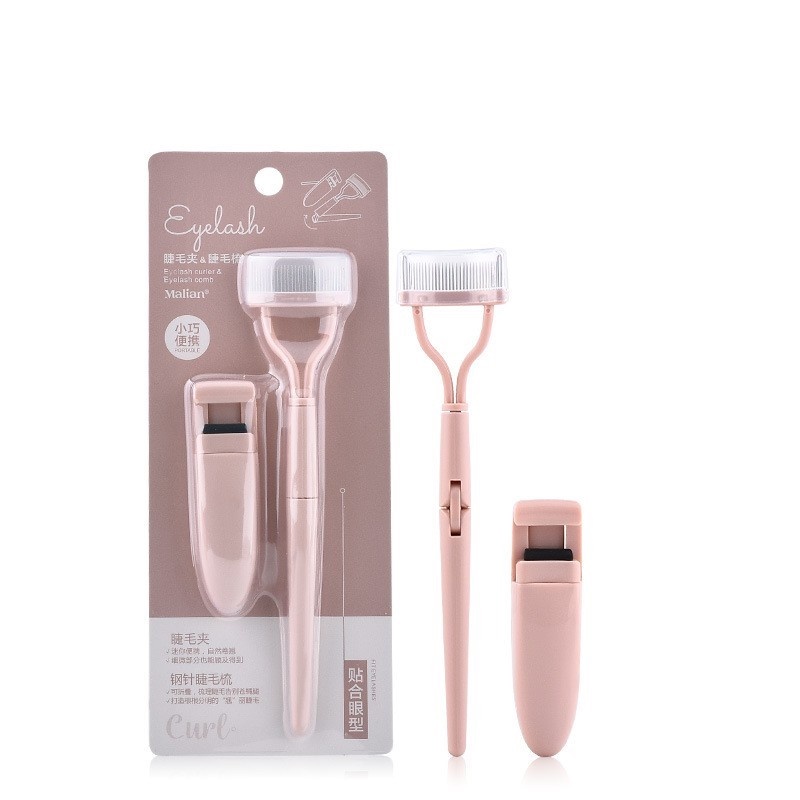 [Hàng mới về] Set dụng cụ bấm cong lông mi cầm tay bằng kim loại siêu bền và lược chải nhỏ gọn tiện lợi