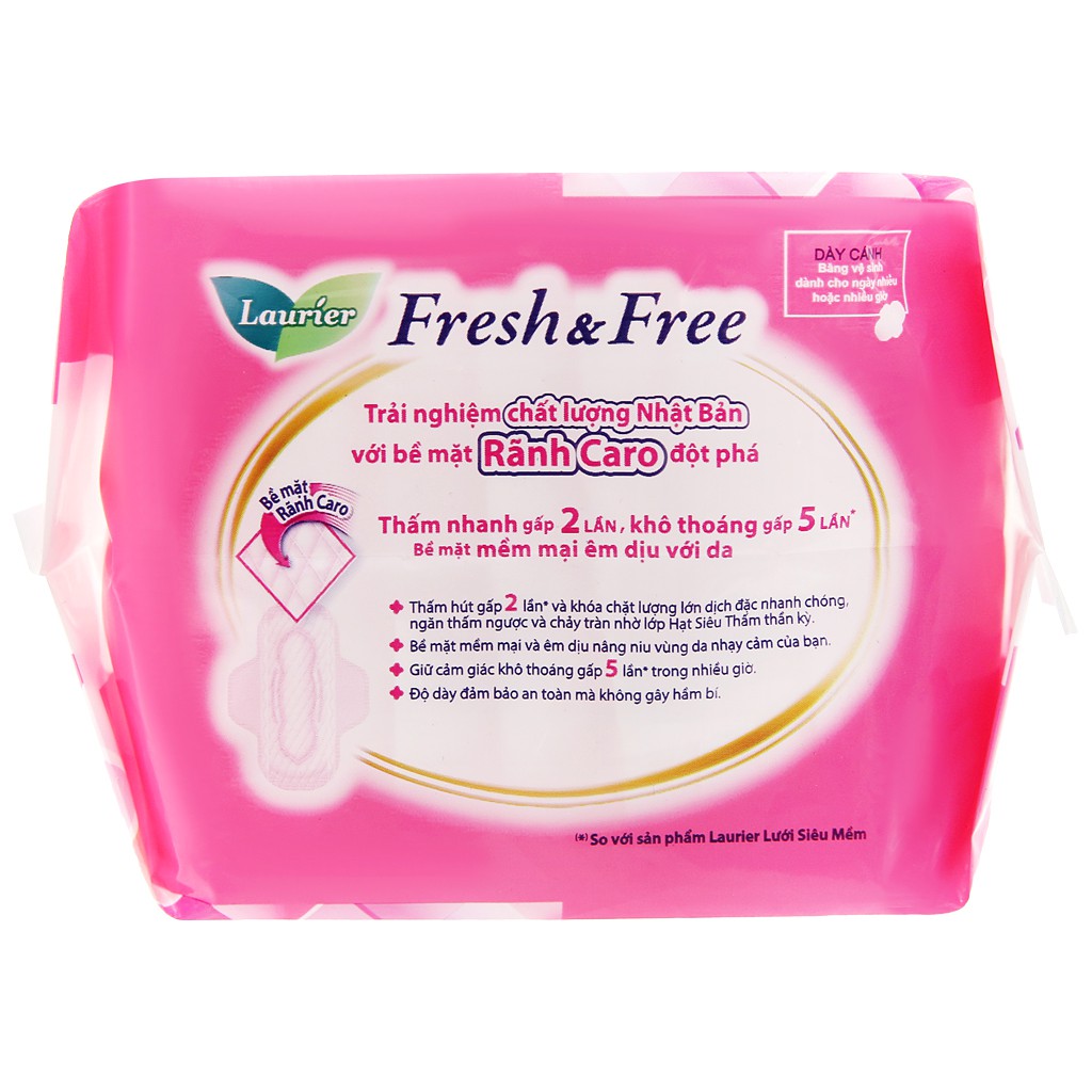 Băng vệ sinh Laurier Fresh and Free siêu thấm có cánh 8 miếng