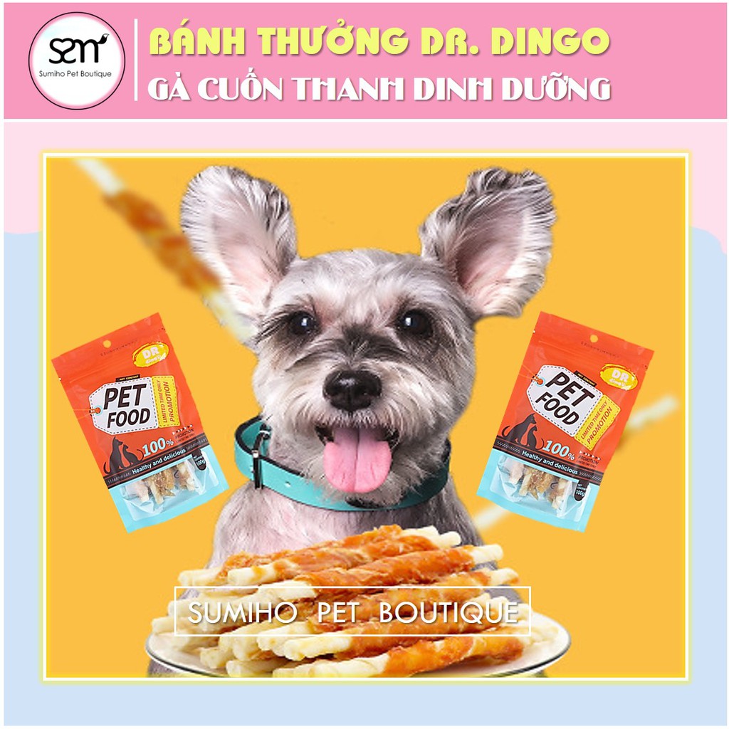 Bánh thưởng cho chó Dr.Dingo (Bò/Gà cuộn thanh dinh dưỡng) (100gr/4 cây)