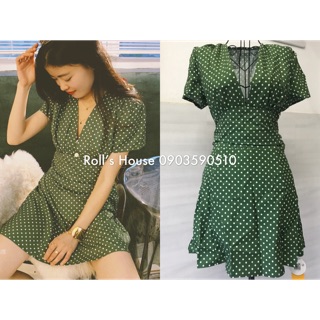 Váy chấm bi xanh