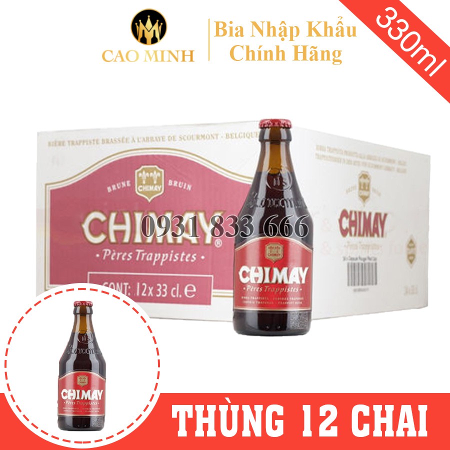 Bia Chimay Đỏ 7% Thùng 12 Chai 330ml Nhập Khẩu Bỉ