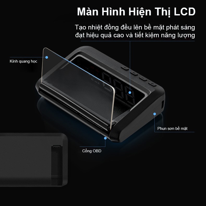 Hiển Thị Tốc Độ Trên Kính Lái, HUD Kính Lái Thế Hệ Mới Nhất C100