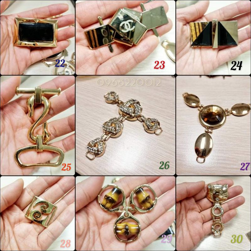 Đai nịt, khoen, mặt phụ kiện trang trí đai, quần áo , giày dép....