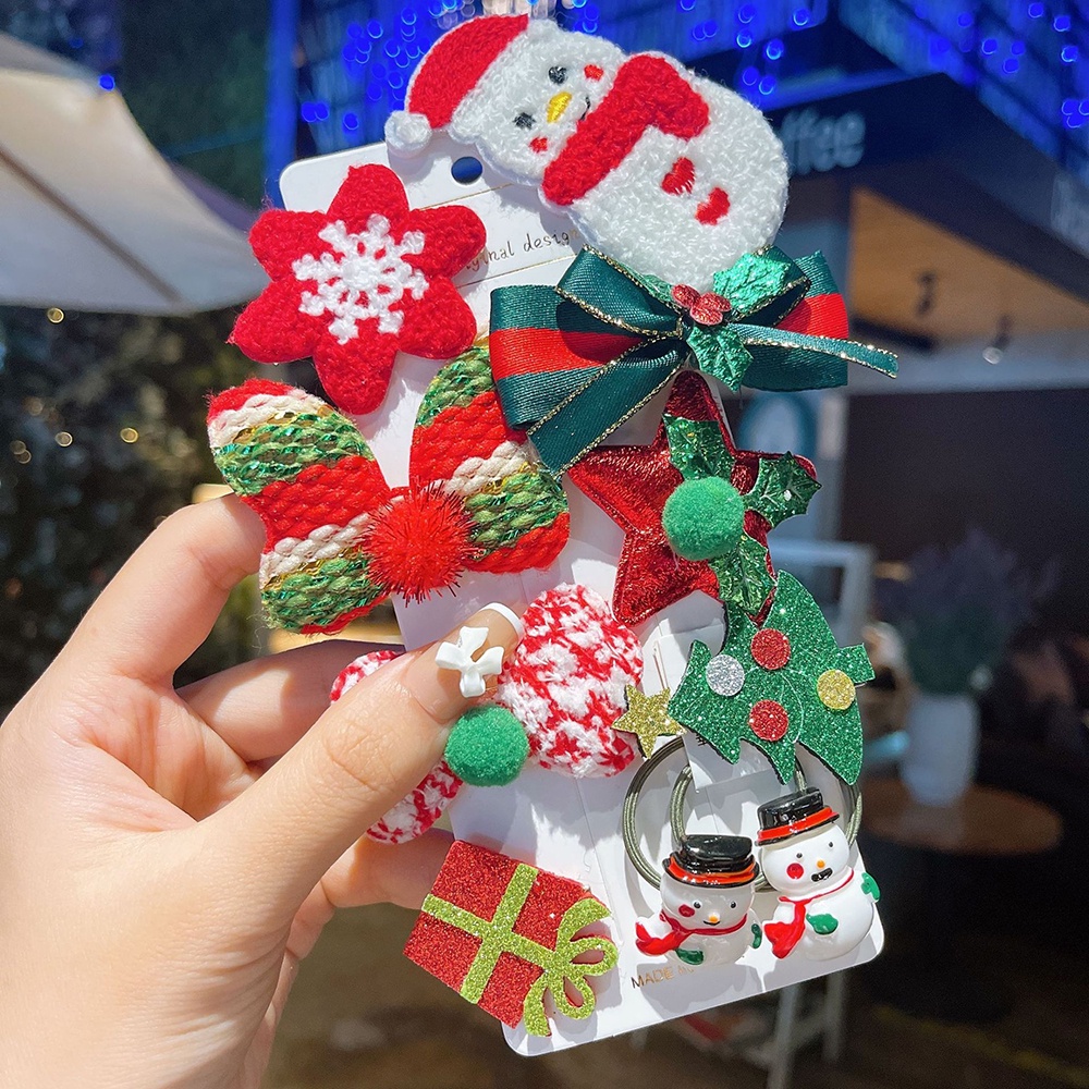 Set 10 Kẹp Tóc Chủ Đề Giáng Sinh Dễ Thương timetunnel