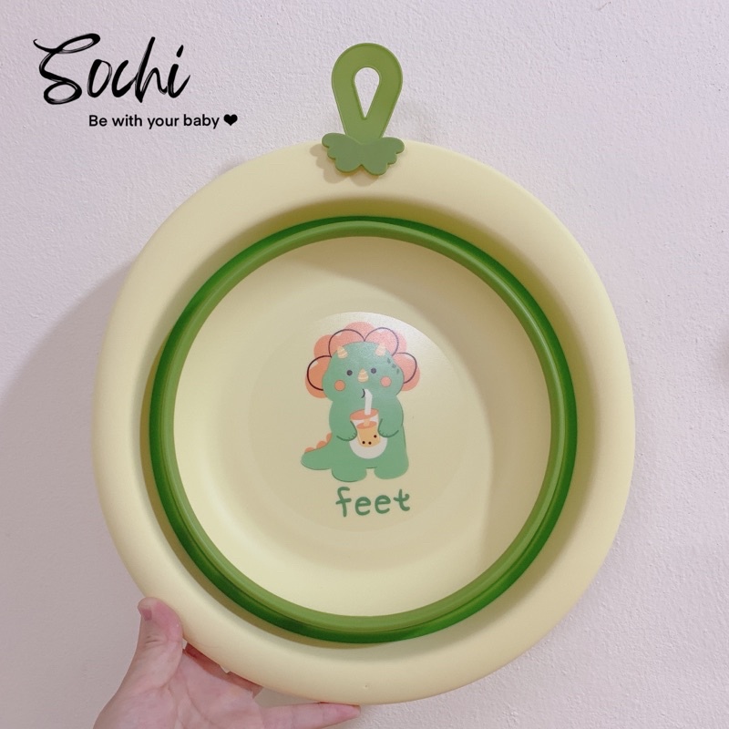 Chậu rửa mặt gấp gọn có móc treo xinh xắn cho bé