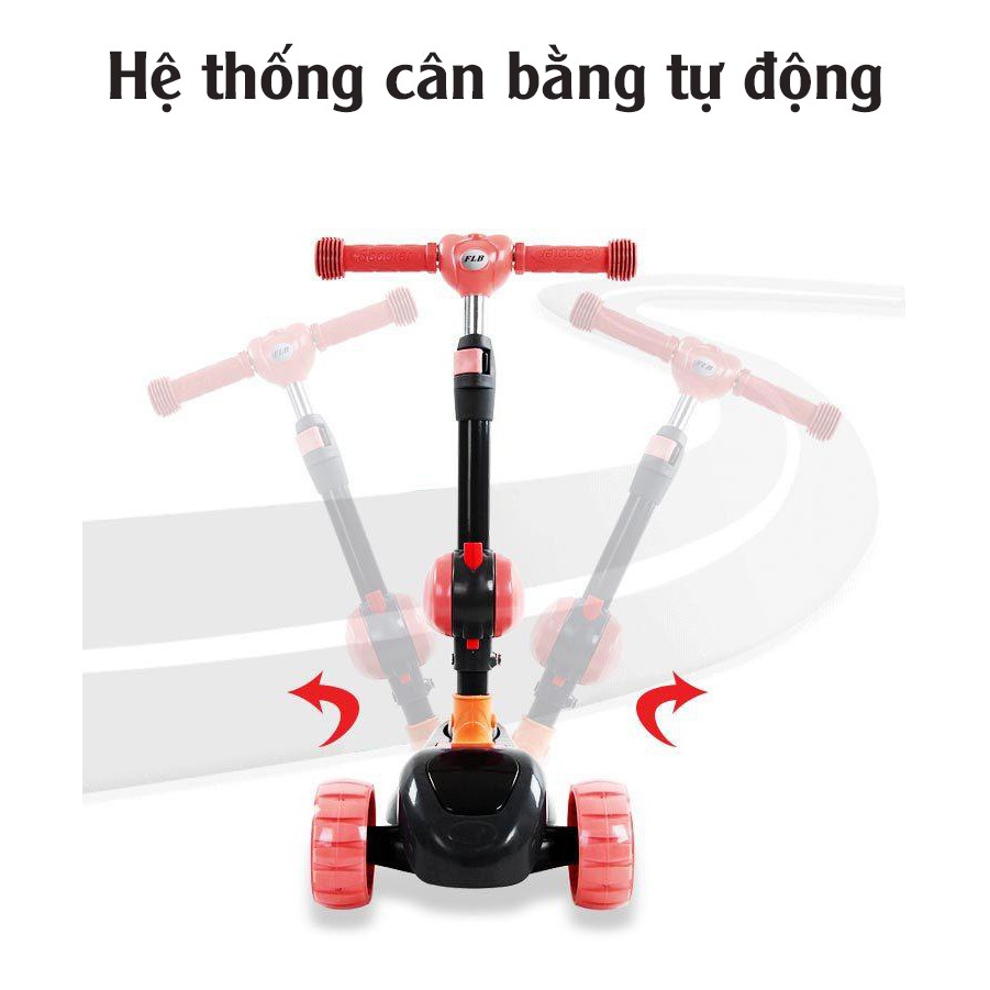 Xe trượt scooter xịn xò bánh to, có đèn phát sáng, chịu lực 80 -100kg