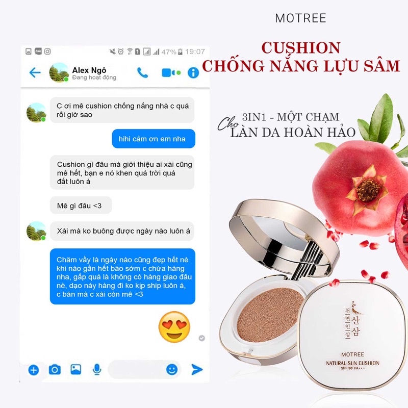 [ MỸ PHẨM SẠCH MOTREE] CUSHION Chống Nắng Lựu Sâm - Dưỡng Da - Che Khuyết Điểm | BigBuy360 - bigbuy360.vn