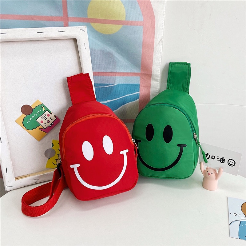 Túi Đeo Chéo Ngực Hình Mặt Cười Dễ Thương Thời Trang Cho Bé Trai Bé Gái