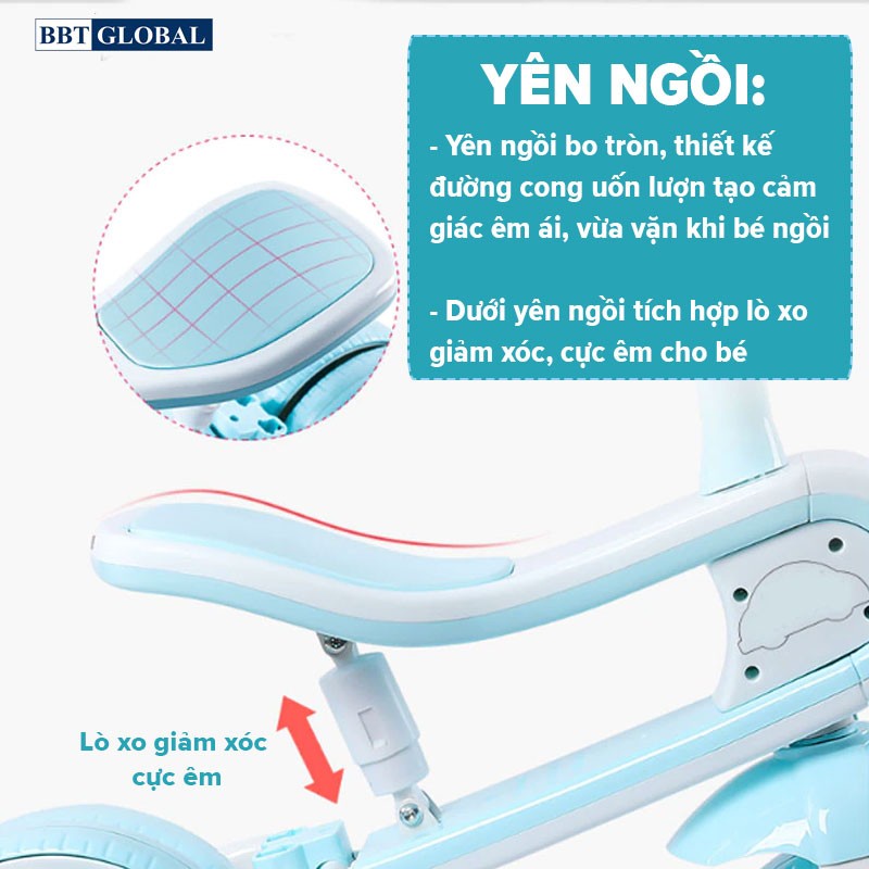 Xe chòi chân kết hợp xe đạp ba bánh cao cấp có đèn SL1302