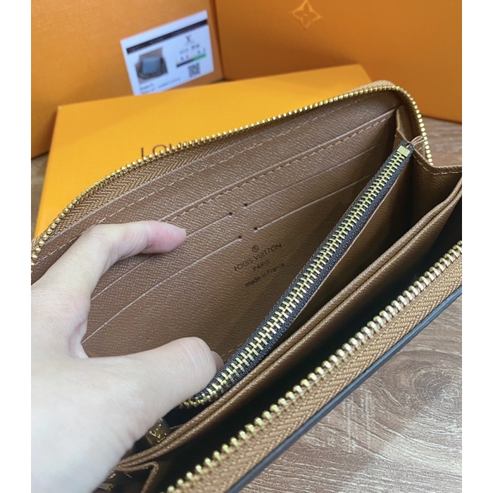 Ví cầm tay nam nữ Lv khoá kéo hàng Supper Fullbox