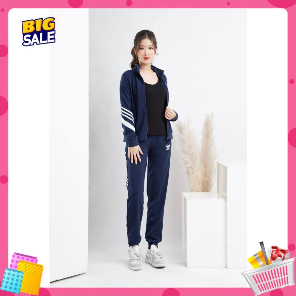 [Full size- không mũ] Bộ quần áo thể thao nữ thu đông nỉ da cá loại 1 nhãn hiệu DAS kiểu dáng sọc thời trang hottrend | BigBuy360 - bigbuy360.vn