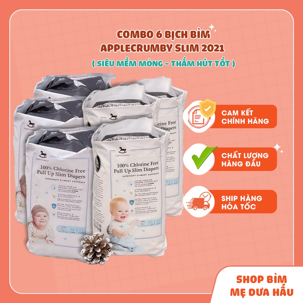 COMBO 6 BỊCH BỈM DÁN /QUẦN APPLECRUMBY SLIM 2021 MỀM MỎNG THẤM HÚT TỐT MEDUAHAUBIMSUA