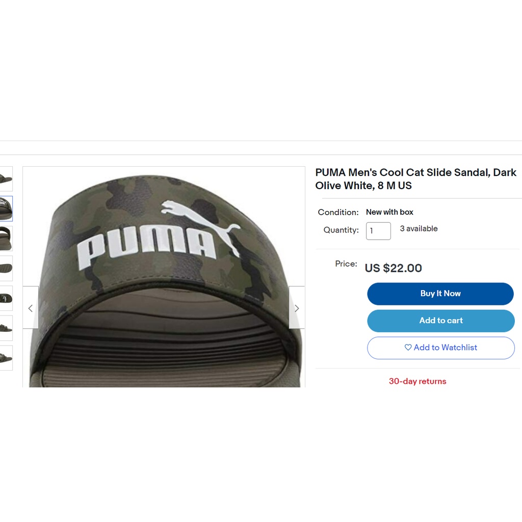 Dép quai ngang PUMA Men's Cool Cat Camo BX JR màu dark olive-puma white size 4C