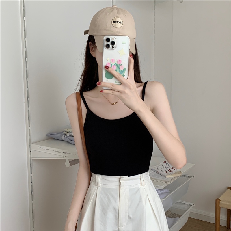 SUXI Áo Hai Dây Màu Sắc Đơn Giản Thời Trang Mùa Hè Cho Nữ