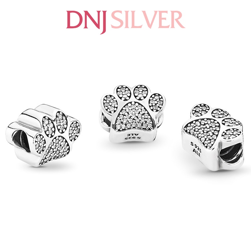 [Hàng cao cấp] Charm bạc 925 cao cấp, hàng chuẩn bạc - Charm Paw silver with cubic zirconia thích hợp để mix vòng tay